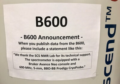B600 Bruker NEO NMR Spectrometer | School of Chemical Sciences